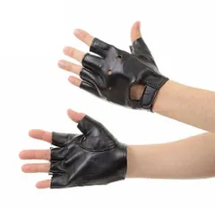 フェイクレザー ハーフフィンガー フィンガーレスグローブ 指なし コスチューム用 ダンス イベント パフォーマンス ブラック