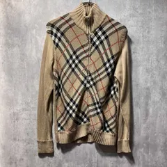 BURBERRY ノバチェックジップニット サイズL バーバリー 