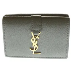 SAINT LAURENT PARIS (サンローランパリ) カサンドラ オリガミ タイニーウォレット コンパクトウォレット 三つ折り財布 グレージュ ゴールド金具 レザー 669959
