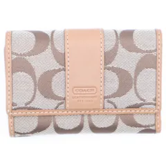COACH (コーチ) シグネチャー キャンバス レザー コンパクトウォレット 三つ折り財布 ベージュ/ブラウン