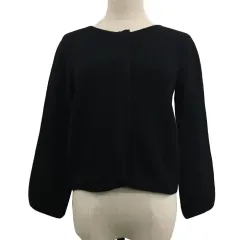 ボールジー BALLSEY トゥモローランド カーディガン ニット ラウンドネック アンゴラ混 カシミヤ混 無地 長袖 38 黒 ブラック