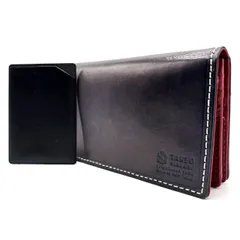 【良品】 TAKEO KIKUCHI タケオキクチ 長財布 折り財布 レザー 本革 ネイビー メンズ