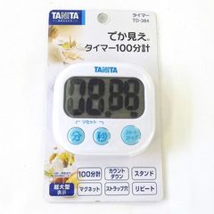 タニタ キッチン タイマー マグネット付き 大画面 100分 ホワイト TD-384 WH でか見えタイマー 【9900163】