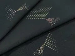 平和屋着物▽極上　小紋　単衣　幾何学文様　黒地　逸品　CZAA4444s6