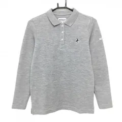 【美品】ジャックバニー 長袖ポロシャツ グレー ロゴ刺しゅう  レディース 1(M) ゴルフウェア Jack Bunny