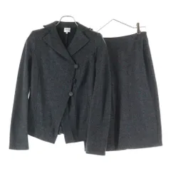 ARMANI (アルマーニ) セットアップスーツ ヘリンボーン ウール ダブルブレスト テーラードジャケット タイト ミディアムスカート グレー レディース PMG26J PMRGJ
