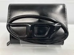 DIESEL ディーゼル 二つ折り財布 レザー ブラック メタルロゴ メンズ インポート