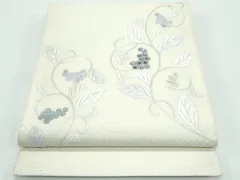 平和屋着物●極上　太鼓柄袋帯　総刺繍　ラインストーン　葡萄唐草文　銀通し地　逸品　未使用　CZAA4813s6