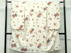 平和屋着物[]極上　七五三　女の子　7歳　祝着　型染め　花蝶文　浅黄色地　逸品　CZAA4837s6