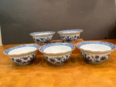 【未使用・箱付】たち吉 染付からくさ 小鉢 5客セット 共箱入 和食器 小鉢揃