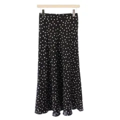 ユナイテッドアローズ UNITED ARROWS フレアスカート マキシ ロング バイカラー ドット柄 38 黒 ブラック 白 ホワイト /BB