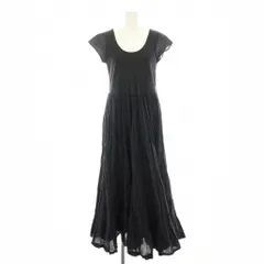 マリハ MARIHA 草原の虹のドレス ワンピース ロング 半袖 ティアード 38 黒 ブラック /YT