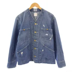 リー LEE CITY SHOP LIGHT WEIGHT ENGINEER JACKET ライトウェイトエンジニアジャケット デニム Gジャン ジージャン ノーカラー アウター ショート丈 ダメージ加工 XS 水色 ライトブルー LM7290 /BB