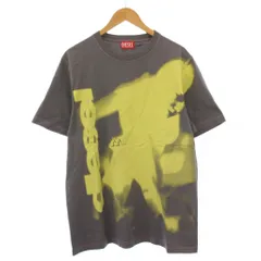 ディーゼル DIESEL Tシャツ 半袖 クルーネック ストレッチ プリント M グレー 黄色 イエロー /BB