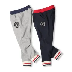 moujonjon ワッペン付裾リブミニ裏毛ロングパンツ　m17002