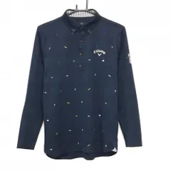 【美品】キャロウェイ 長袖ポロシャツ ネイビー×イエロー×白 前身頃総柄  メンズ M ゴルフウェア Callaway