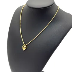 美品 Dior CDロゴ ハート ラインストーン ネックレス ゴールド クリスチャン ディオール Christian Dior ヴィンテージ _2