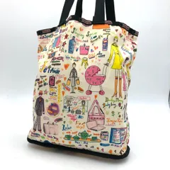 【美品】レスポートサック トートバッグ ラシュワルツ コラボ柄 A4 総柄 イラスト マルチカラー ナイロン