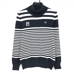 パーリーゲイツ タートルネックセーター ネイビー×白 一部ボーダー ニット  メンズ 5(L) ゴルフウェア PEARLY GATES