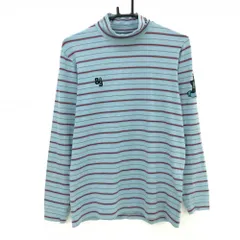 パーリーゲイツ 長袖ハイネックシャツ ライトブルー×レッド ボーダー 表微起毛  メンズ L ゴルフウェア PEARLY GATES