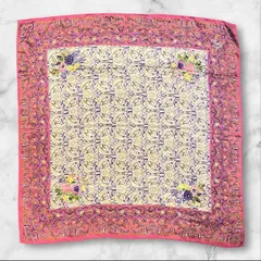 KENZO シルクスカーフ 花柄 ペイズリー ピンク系 大判