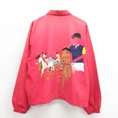 XL/古着 ラルフローレン 長袖 ブランド ジャケット スイングトップ メンズ 90年代 90s ハンドペイント 大きいサイズ コットン USA製 赤【spe】 25nov11
