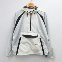 古着 ナイキ NIKE 長袖 ハーフジップ ジャケット アノラック パーカー レディース 00年代 00s ワンポイントロゴ ラグラン 大きいサイズ 白他 内側メッシュ 25nov11