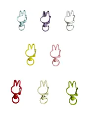 カラフル うさぎ型カラビナ 回転カン付き 2個 全8色 DIYパーツ 手芸 基礎金具 ハンドメイド カラビナ 金属製 シンプル パーツ 多用途 アクセサリー 鍵 金具