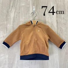 ap10827-2 OBAiBi オバイビ BABY ベビー パーカー 70 12M 74cm ブラウン スウェット クマ ワンポイント フルジップ 長袖 リブ 12ヶ月 OBAÏBI