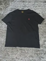 100 ポロラルフローレン ブラック 刺繍 ロゴ メンズ 半袖 Tシャツ
