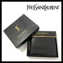 【YVES SAINT LAURENT】二つ折り財布 レザー ブラック/黒 コンパクトウォレット YSL/イヴサンローラン (SER-6305)