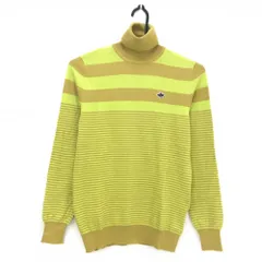 パーリーゲイツ タートルネックセーター イエロー系×ライトブラウン ボーダー  レディース 0(S) ゴルフウェア PEARLY GATES