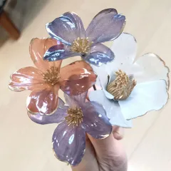 クリアなお花の上品な髪飾り 成人式 結婚式 卒業式に【129】