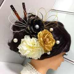 かんざし付き 華やかな和装髪飾り 成人式 結婚式前 撮りに【124】