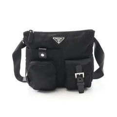 プラダ PRADA ウエストバッグ VELA ブラック ナイロン レザー ショルダーバッグ レディース Used A