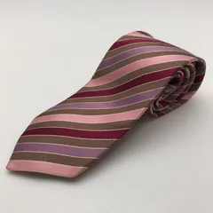 【美品】TAKEO KIKUCHI ネクタイ 絹 シルク ワールド ピンク ストライプ タケオキクチ SGSS26-0167