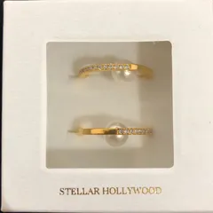 【箱あり】JAL限定デザイン  STELLAR HOLLYWOOD フープピアス シェルパール 真鍮 18Kコーティング ジルコニア ステラハリウッド SGKY26-0122