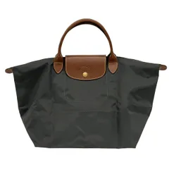 LONGCHAMP(ロンシャン) ハンドバッグ ル・プリアージュオリジナル ダークグレー×ブラウン 折りたたみ レザー
