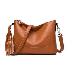 [AQUA Marine] ショルダーバッグ レディース 2WAY トートバッグ ハンドバッグ 斜めがけ PUレザー 肩掛け 大容量 軽量 通勤 通学 おしゃれ きれいめ 上品 大人 (ブラウン) [ブラウン]