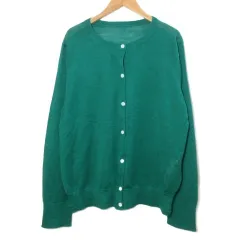 クミキョク 組曲 KUMIKYOKU 大きいサイズ 19SS リネン ニットカーディガン 長袖 クルーネック 7 17号 緑 グリーン /X