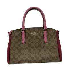 COACH(コーチ) トートバッグ シグネチャー柄 F31169 カーキ×ボルドー×ピンク レザー