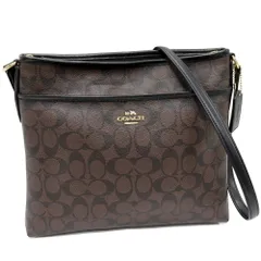 コーチ ショルダーバッグ シグネチャー ファイルバッグ クロスボディ PVCキャンバス ダークブラウン F58297