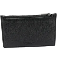 コーチ カードケース付きコインケース フラグメントケース ジップ カードケース ペブルレザー 黒 C4280 QB/BK