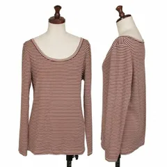 スナオクワハラsunao kuwahara コットンポリボーダーカットソー ベージュボルドーM