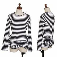 コムコム コムデギャルソンCOMME des GARCONS ティアードタックボーダーカットソー 紺白S