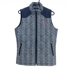 【美品】キャロウェイ 中綿ベスト ネイビー×白 グレンチェック 切替素材 メンズ M ゴルフウェア Callaway