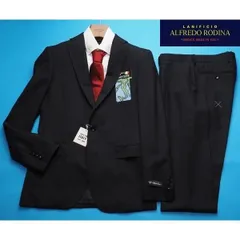 新品9.7万円 大手百貨店扱い 日本製 秋冬『Alfredo Rodina 伊製生地』ウール100% シャドーストライプ スーツY7黒(A) 1202471