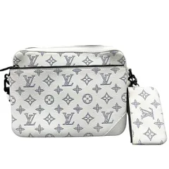 LOUIS VUITTON 美品 ルイヴィトン トリオ メッセンジャー モノグラムシャドウ ショルダーバッグ M24754 RFID確認済 レザー ホワイト クロスボディ ショルダーウォレット ポーチ ヴィトン ABランク 鑑定済 中古 ヴィトンバッグ