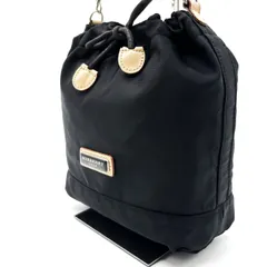 【良品】 Burberry バーバリー 巾着 シルバープレート ハンドバッグ ワンショルダー キャンバス ネイビー 紺