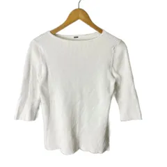 ミラオーウェン Mila Owen リブニット カットソー ボートネック 七分袖 長袖 0 ホワイト ■FY